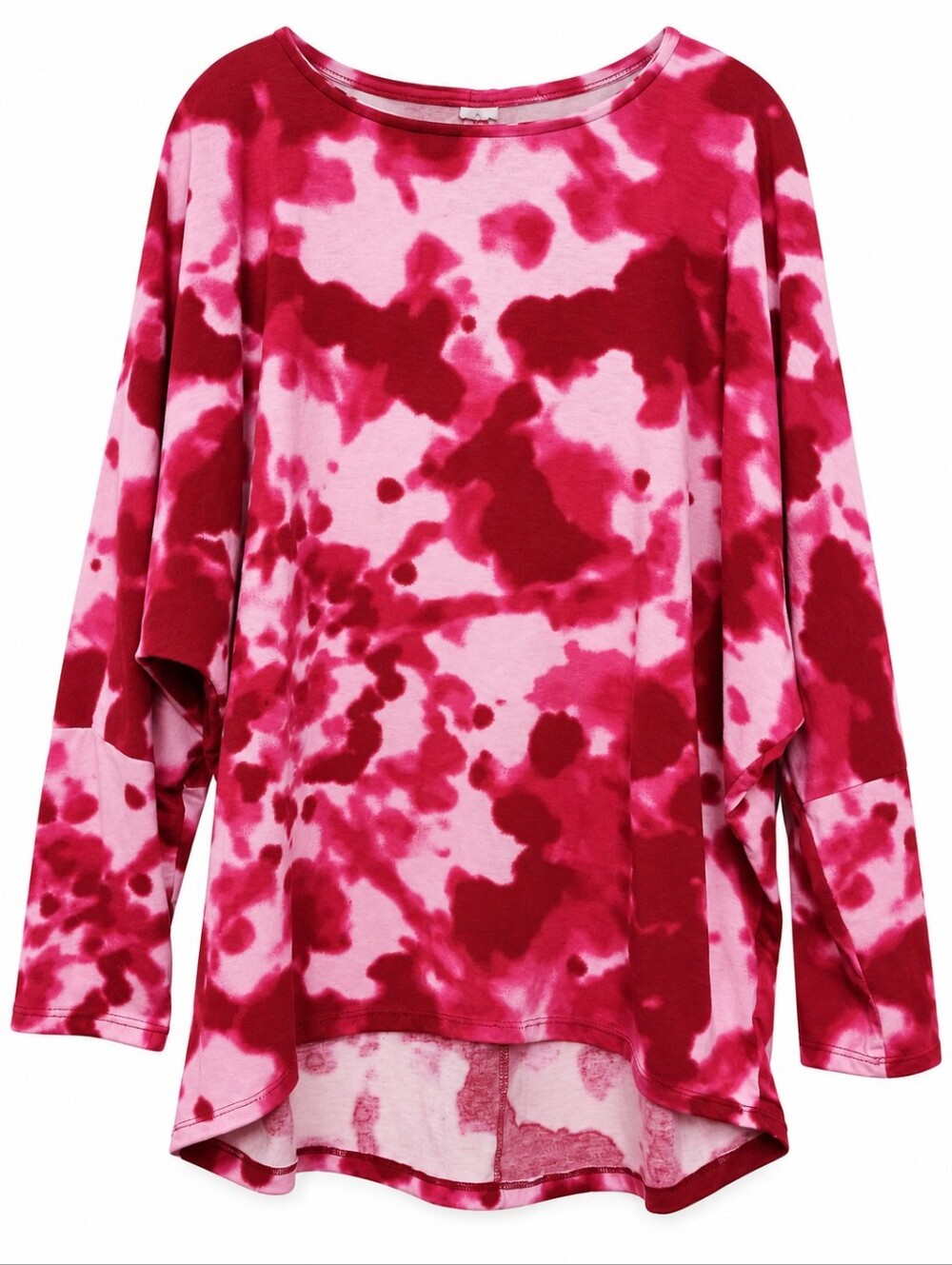 LuLaRoe Gracie Dolman Long Sleeve Top Pink Red Tie Dye High Low Hem Size XL